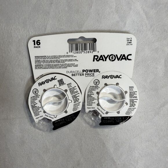 RAYOVAC (16-Pack) Sz 13 Made in USA (16) Hearing Aid Batteries NEW - Picture 4 of 4